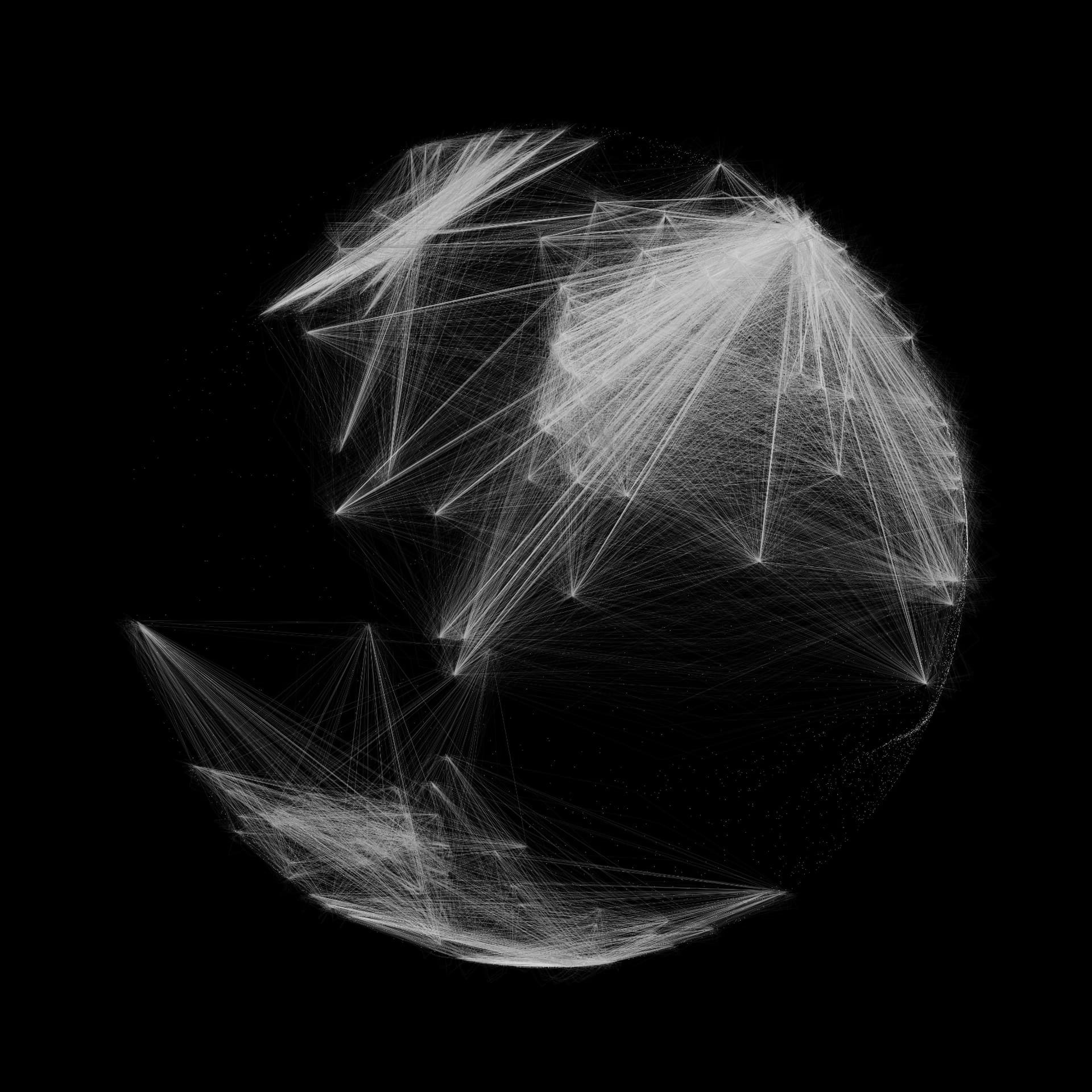 A globe formed from an interconnected network of fine lines